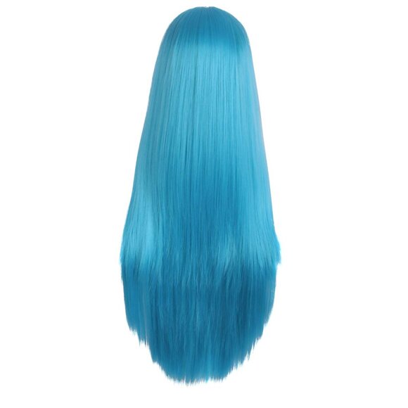 Women Special Long Straight Synthetic Wig Cyan Blue - Picture 4 of 4